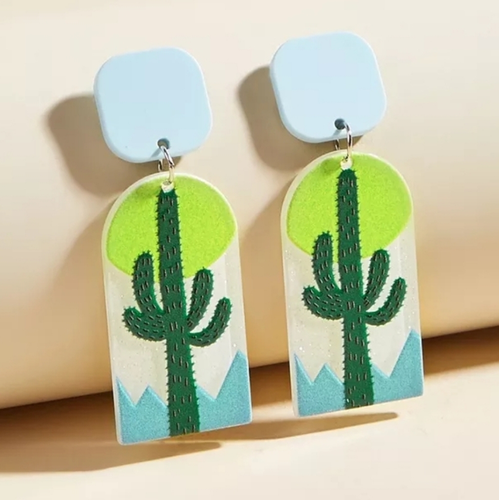 Cactus Acrylic Earrings